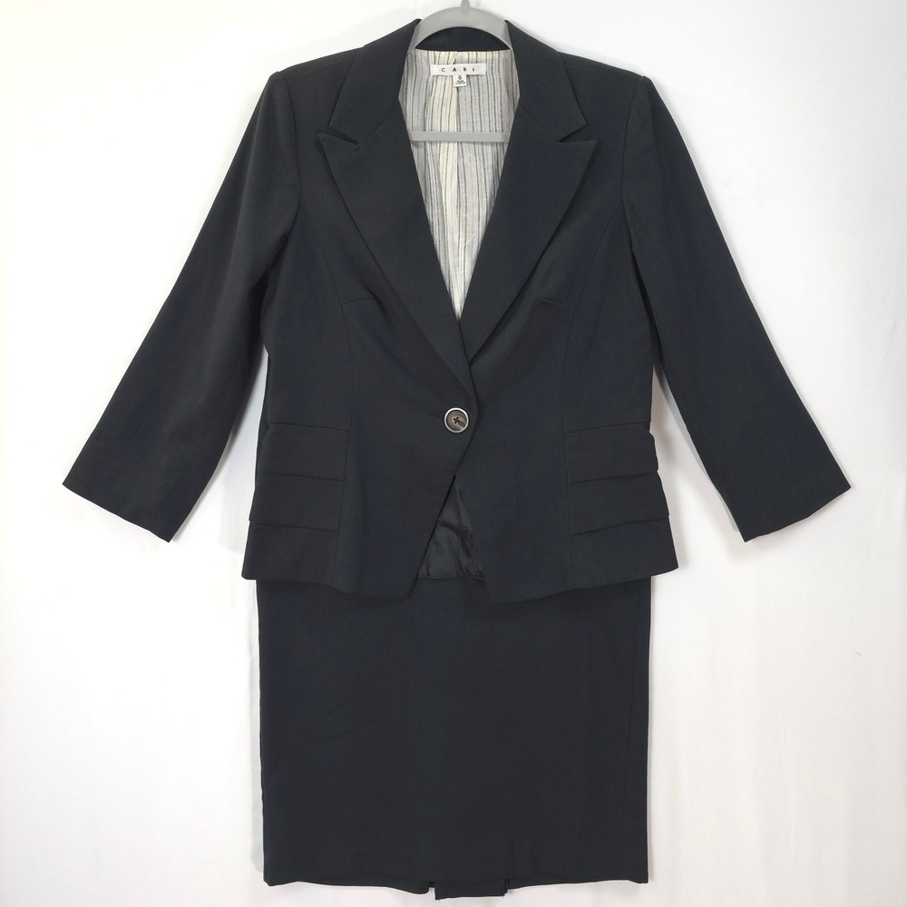 CAbi Skirt Suit Set Blazer Jacket Charcoal Career Office‎ 6 Professional Chic